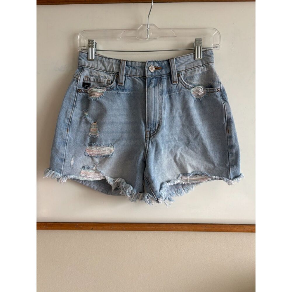 KanCan Distressed Rainbow thread Denim Shorts, Size 3/25